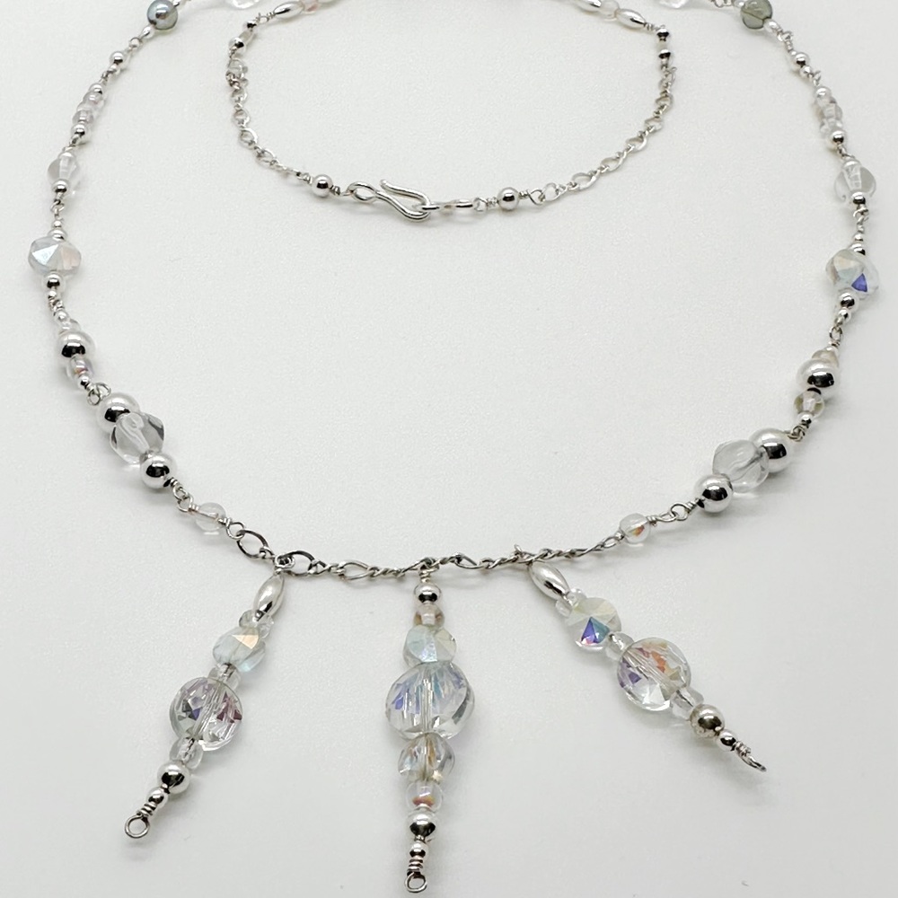 Handmade necklace made with antique, glass and silver beads